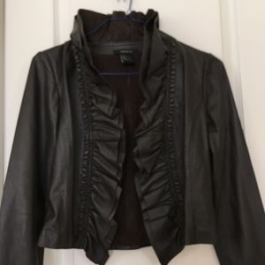 ARDEN B Buttery Soft Lambskin Leather Ruffle Jacket